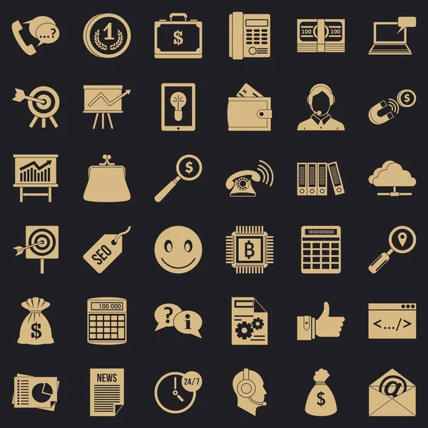 Business marketing icons set, simple style