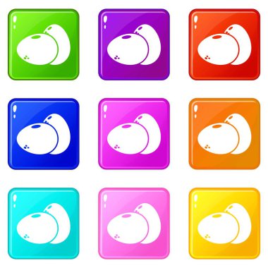 Yumurta simgeler 9 renk koleksiyonu ayarla