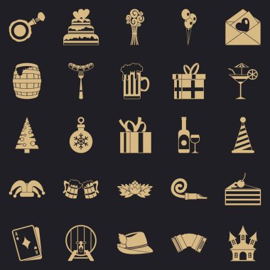 Pasta için tatil Icons set, basit tarzı
