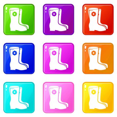 9 renk koleksiyonu çizmeler Icons set