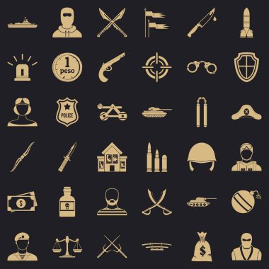 El bombası Icons set, basit tarzı