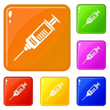Şırınga simgeler kümesi vektör renk