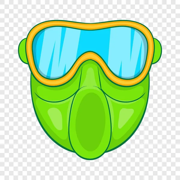 Green paintball mask icon, cartoon style — Stock Vector