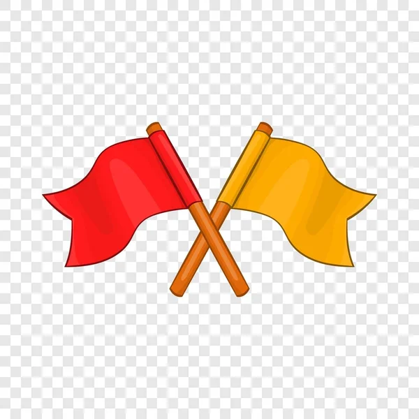 Icône à deux drapeaux croisés, style dessin animé — Image vectorielle