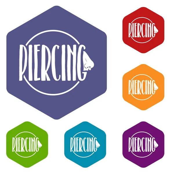 Neus piercing iconen vector hexahedron — Stockvector