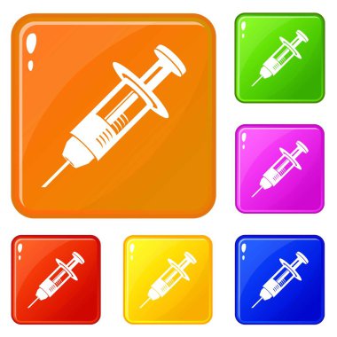 Cam şırınga simgeler vektör renk ayarla