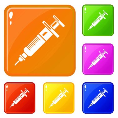 İlaç şırınga simgeler vektör renk ayarla