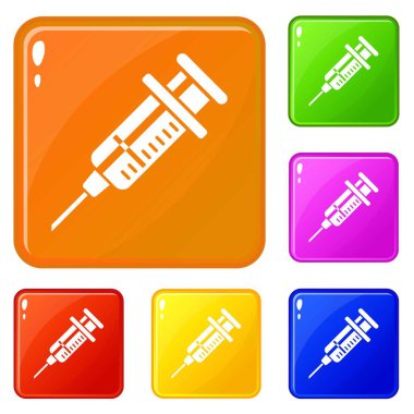 Şırınga simgeler kümesi vektör renk veteriner