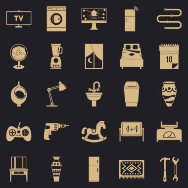 Uyuyan çeyrek Icons set, basit tarzı