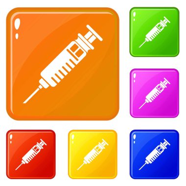 İlaç şırınga simgeler vektör renk ayarla