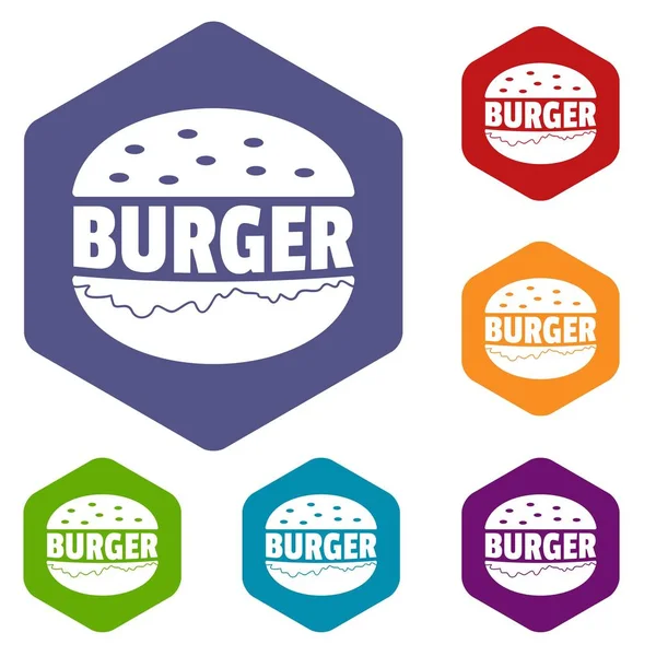 Hamburguesa iconos vector hexaedro — Vector de stock