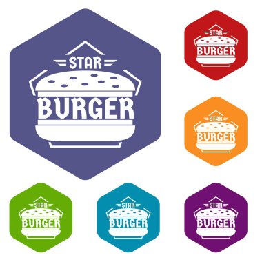 Yıldız burger simgeler vektör altı yüzlü