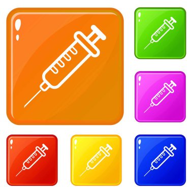Klinik şırınga simgeler vektör renk ayarla