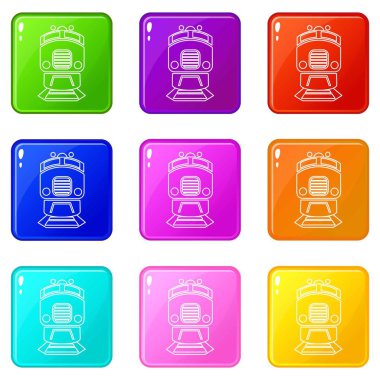 Tren simgeler 9 renk koleksiyonu ayarla