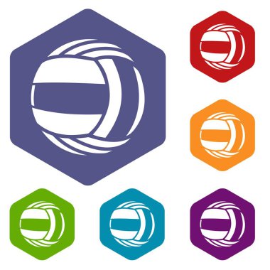Altı yüzlü Voleybol simgeler vektör