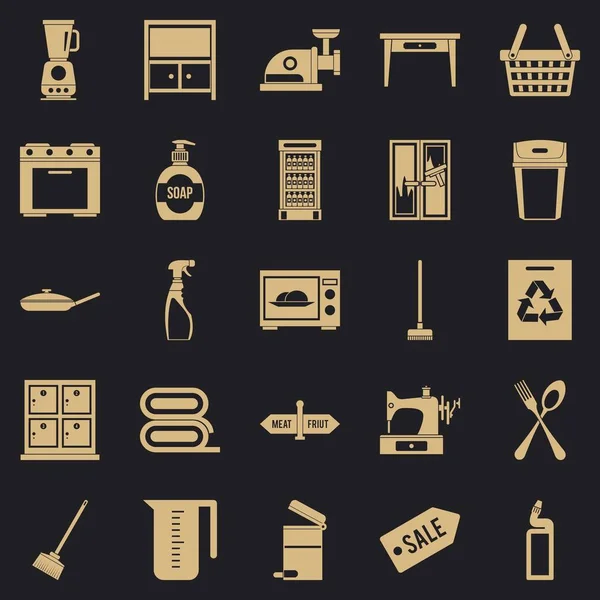 Fireside iconen set, eenvoudige stijl — Stockvector