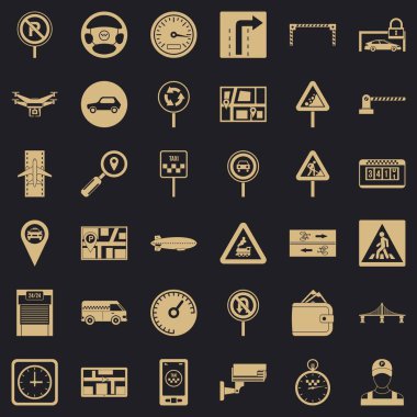 Şehir trafiği Icons set, basit tarzı