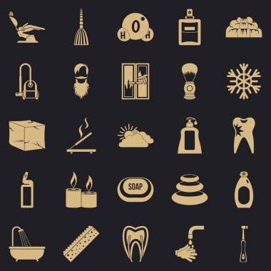 Icons set, basit tarzı banyo