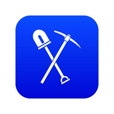 Kürek ve kazma simgesi dijital mavi