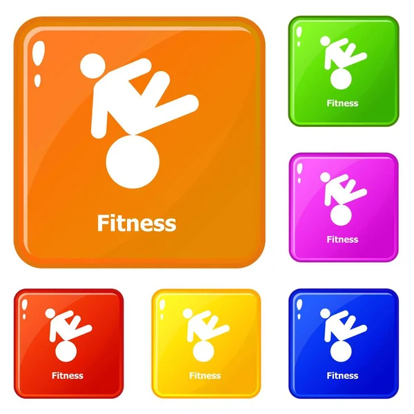 Iconos de fitness set vector de color — Vector de stock