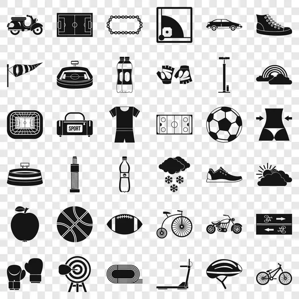 Sport cycling icons set, simple style — Stock Vector