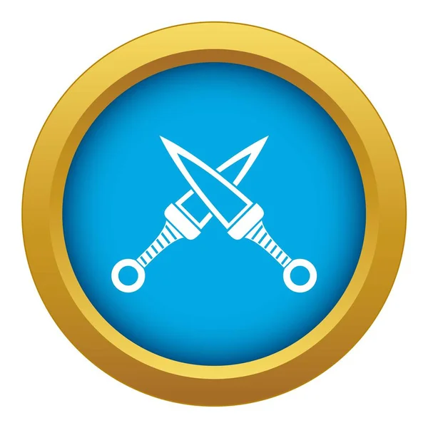 Crossed japanese daggers icon blue vector isolated — Stock Vector