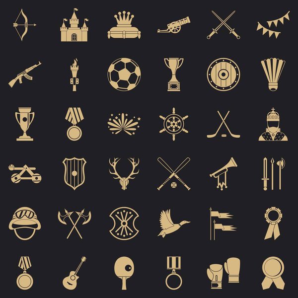 Medal icons set, simple style