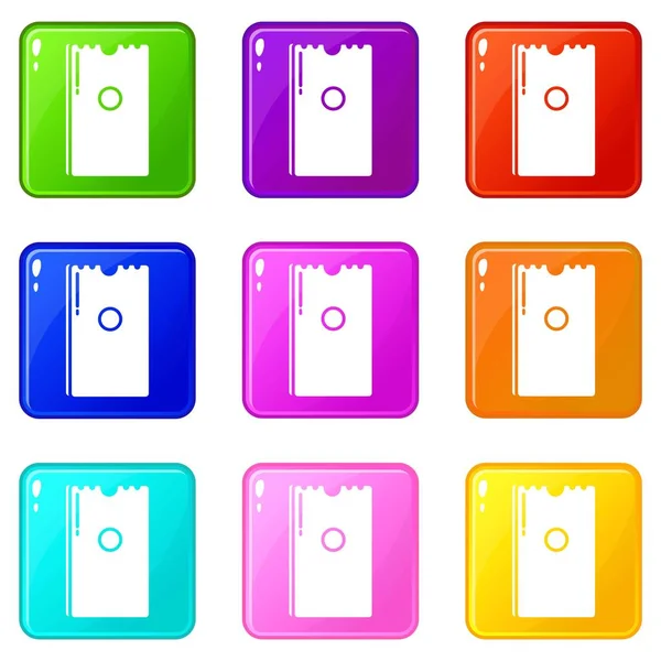 Suché ubrousky balení ikony set 9 barevná kolekce — Stockový vektor