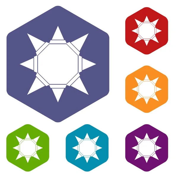 Origami solen ikoner vektor hexahedron — Stock vektor
