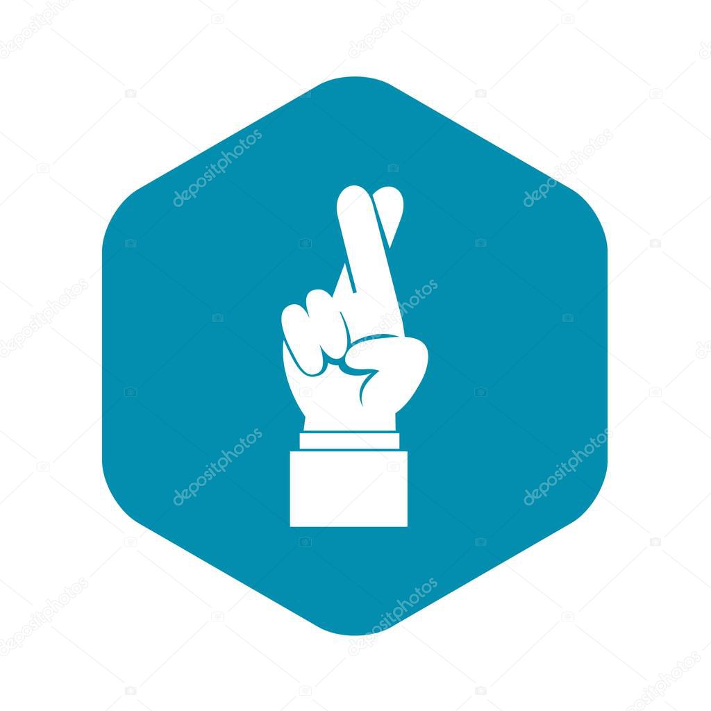 Fingers crossed icon, simple style