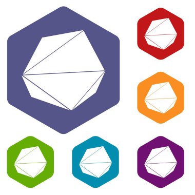 Altı yüzlü origami taş simgeler vektör