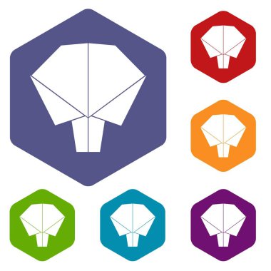 Altı yüzlü origami ağaç simgeler vektör