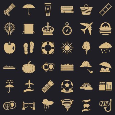 Kötü hava Icons set, basit tarzı