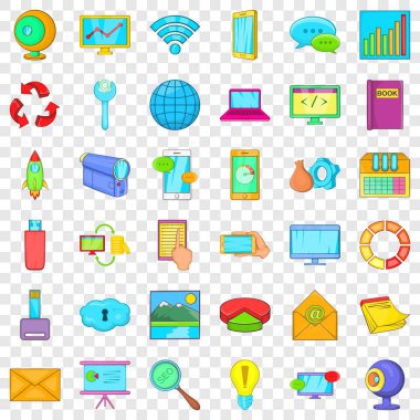 Dosya veritabanı Icons set, karikatür tarzı