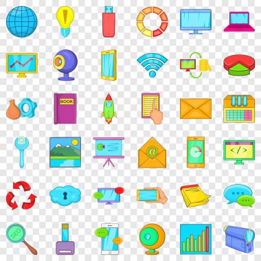 Veritabanı ağ Icons set, karikatür tarzı