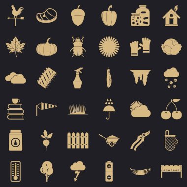 Bahar sebze Icons set, basit tarzı