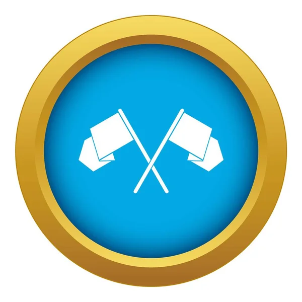 Zkříženými vlajkami ikonu modrý vektor, samostatný — Stockový vektor