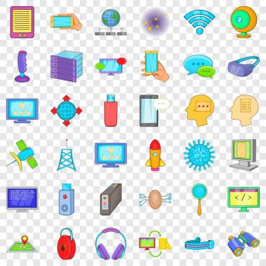 Bilgi bulut Icons set, karikatür tarzı