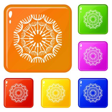 Yuvarlak karahindiba simgeler vektör renk ayarla