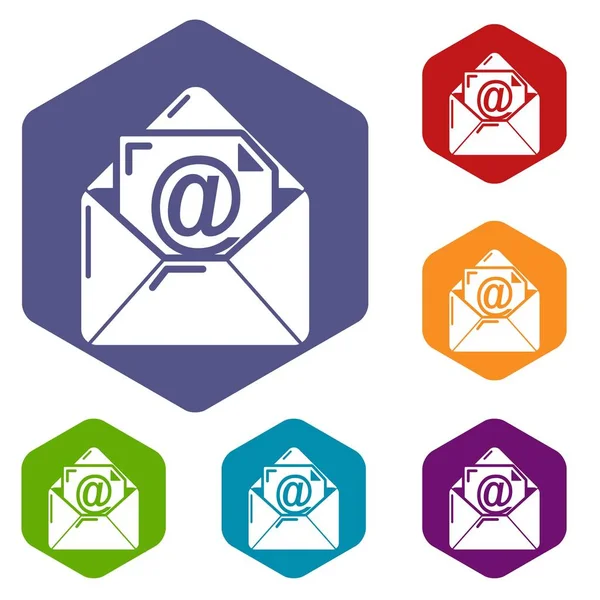 E-posta simgeler vektör altı yüzlü — Stok Vektör