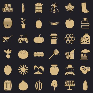 İyi vitamin Icons set, basit tarzı