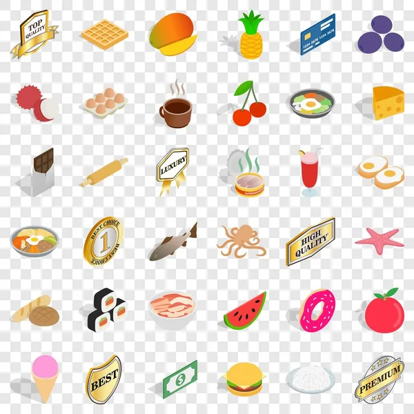 Conjunto de ícones de comida doce, estilo isométrico — Vetor de Stock