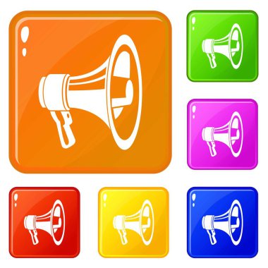 Ses hoparlör simgeleri set vektör renk