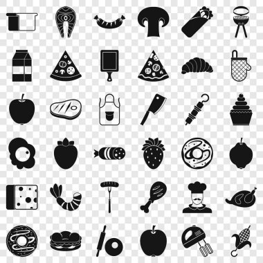 Yemek yemek Icons set, basit tarzı