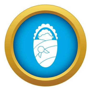 Yeni doğan bebek battaniye mavi simge vektör izole içinde sarılmış