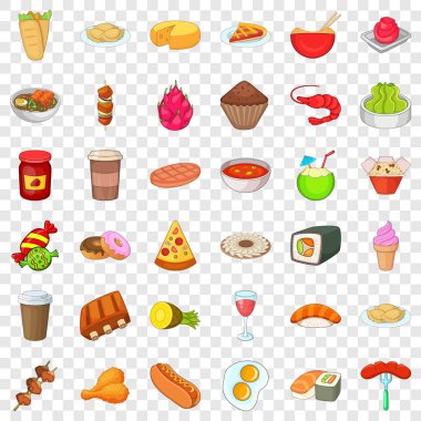 İyi yemek Icons set, karikatür tarzı