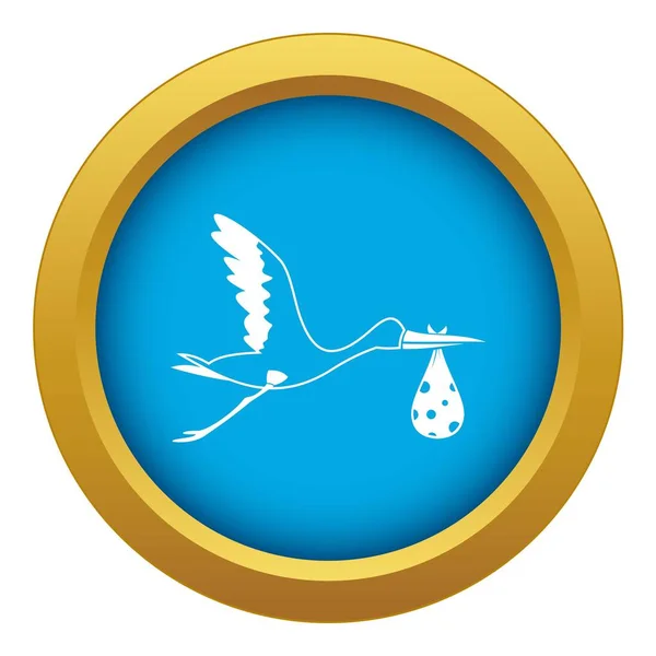 Cigogne portant icône vecteur bleu isolé — Image vectorielle