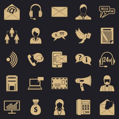 Etkileşim Icons set, basit tarzı