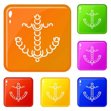 Daire çapa simgeler vektör renk ayarla