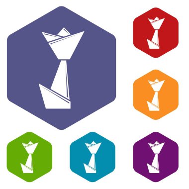 Altı yüzlü origami Lale simgeler vektör